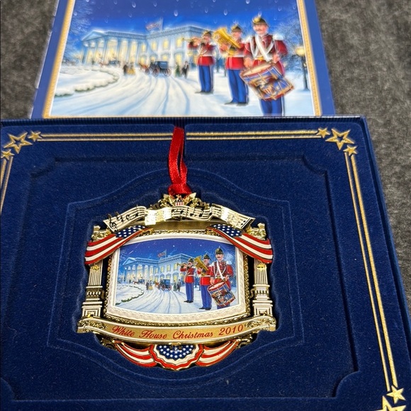 Patriotic Holiday Ornament with Gold and Red Accents - Picture 3 of 5